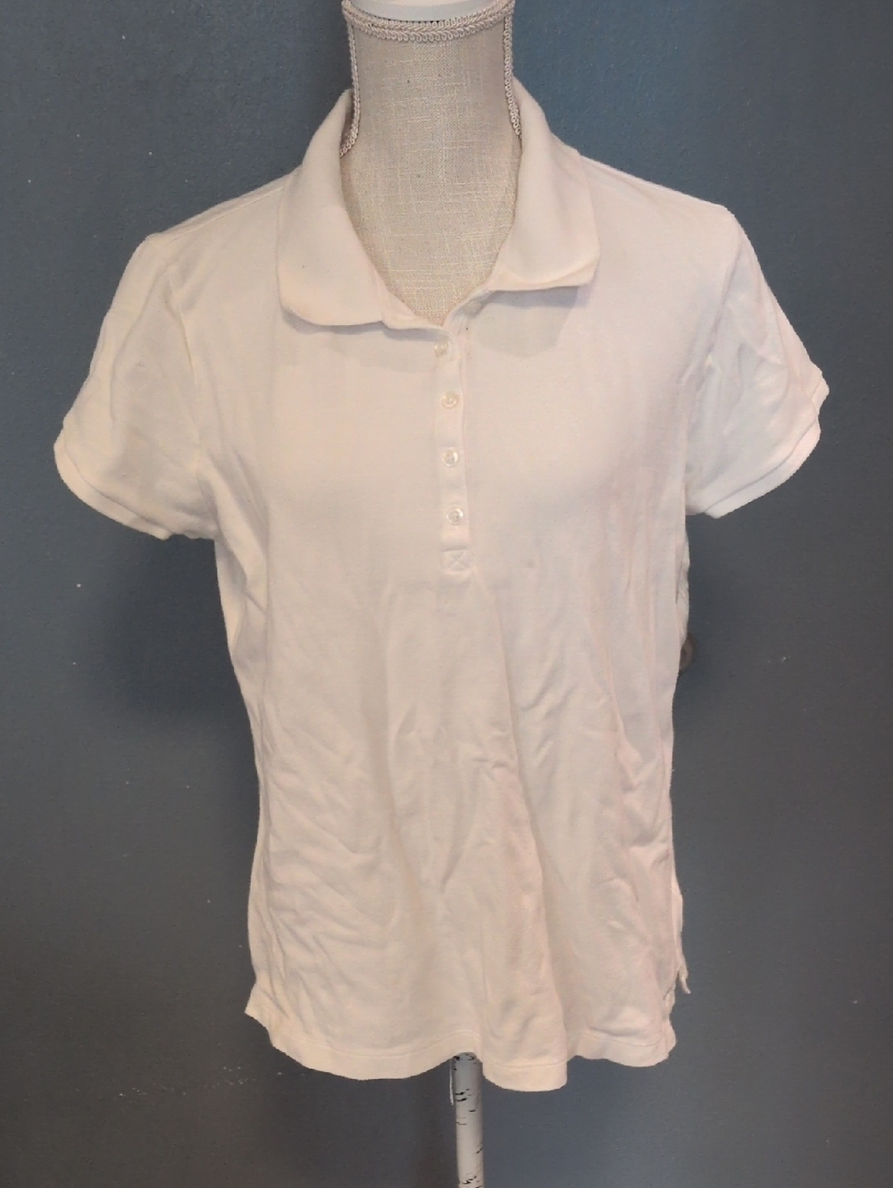 Faded Glory Cotton Blend Polo Quarter Button Down Golf Gorpcore Shirt Minimalist